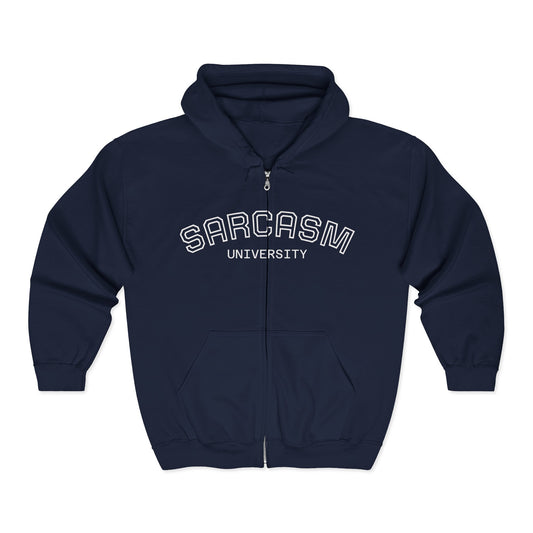 Sarcasm University Hoodie - Unisex Full Zip Sweatshirt