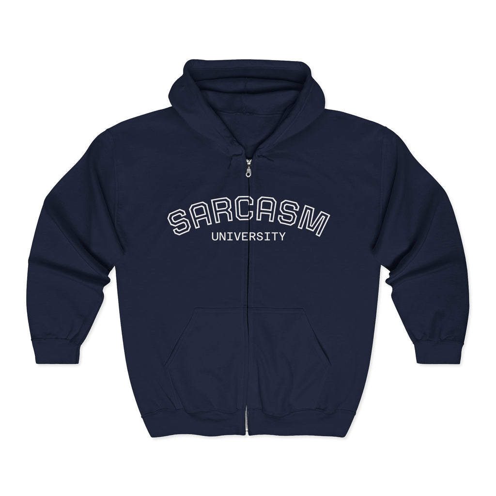 Sarcasm University Hoodie - Unisex Full Zip Sweatshirt