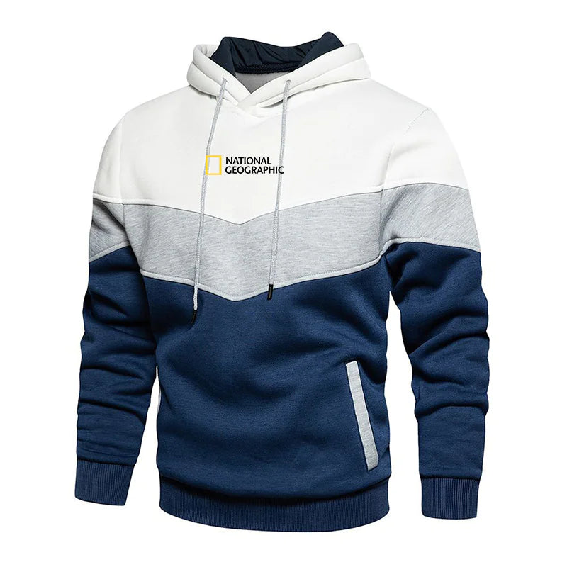 Men's Casual Sports Panel Hooded Pullover Sweatshirt