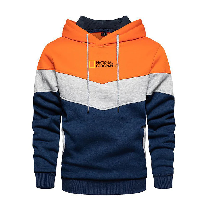 Men's Casual Sports Panel Hooded Pullover Sweatshirt